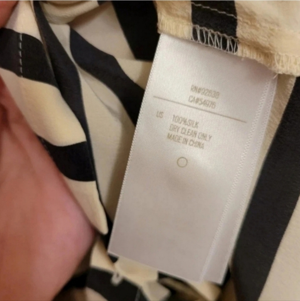 Fossil Silk Tie Neck Striped Blouse Cream Black Size XS - Picture 5 of 8